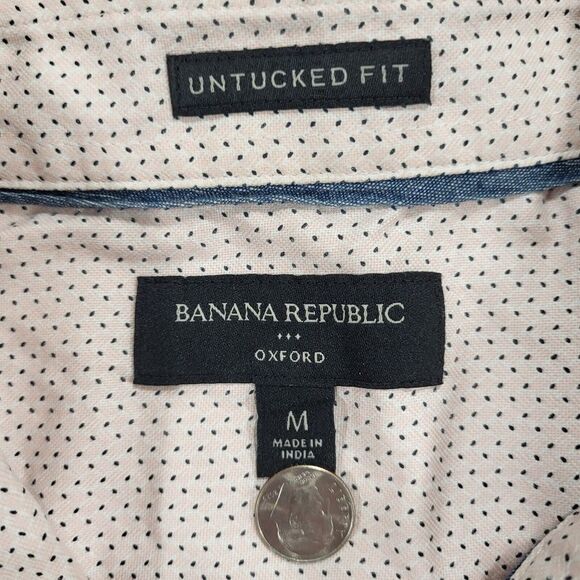 Banana Republic Mens‎ Medium Pink Untucked Fit Oxford Long Sleeve Shirt - Picture 2 of 11